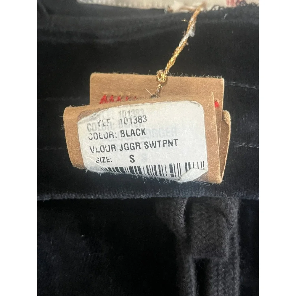 True Religion Mens Velour Jogger Sweatpants Black Gold Horseshoe Logo 101383 S